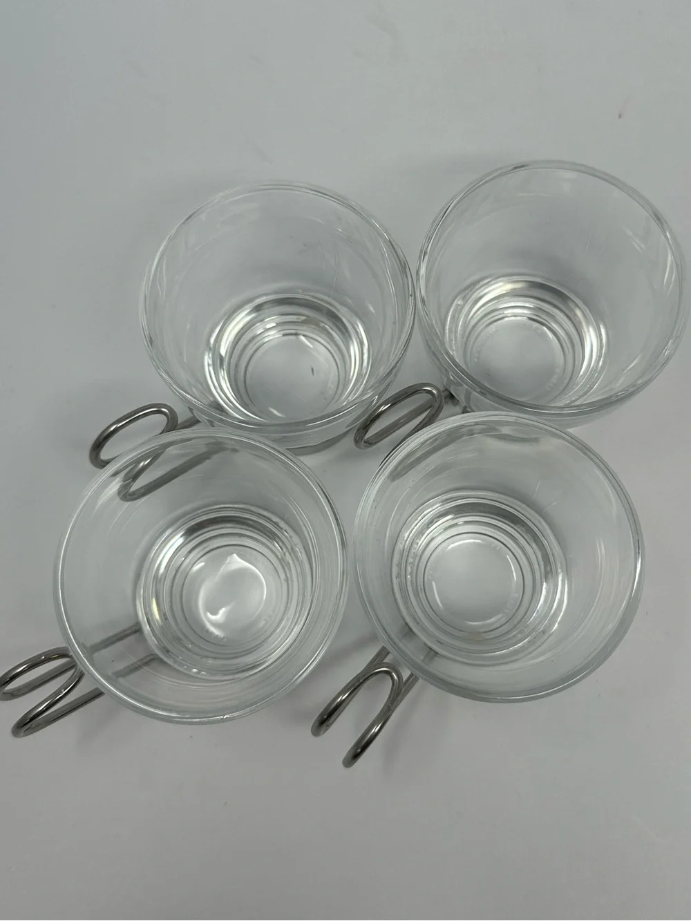 Set of 4 VTG Vitrosax Italy Espresso Glass Cups/Mugs Removable Metal Handle